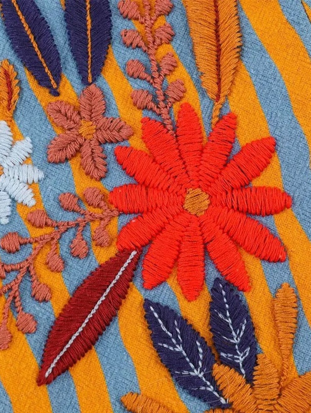 Embroidered Orange & Teal Stripe Women's Jacket - Picture 9 of 12